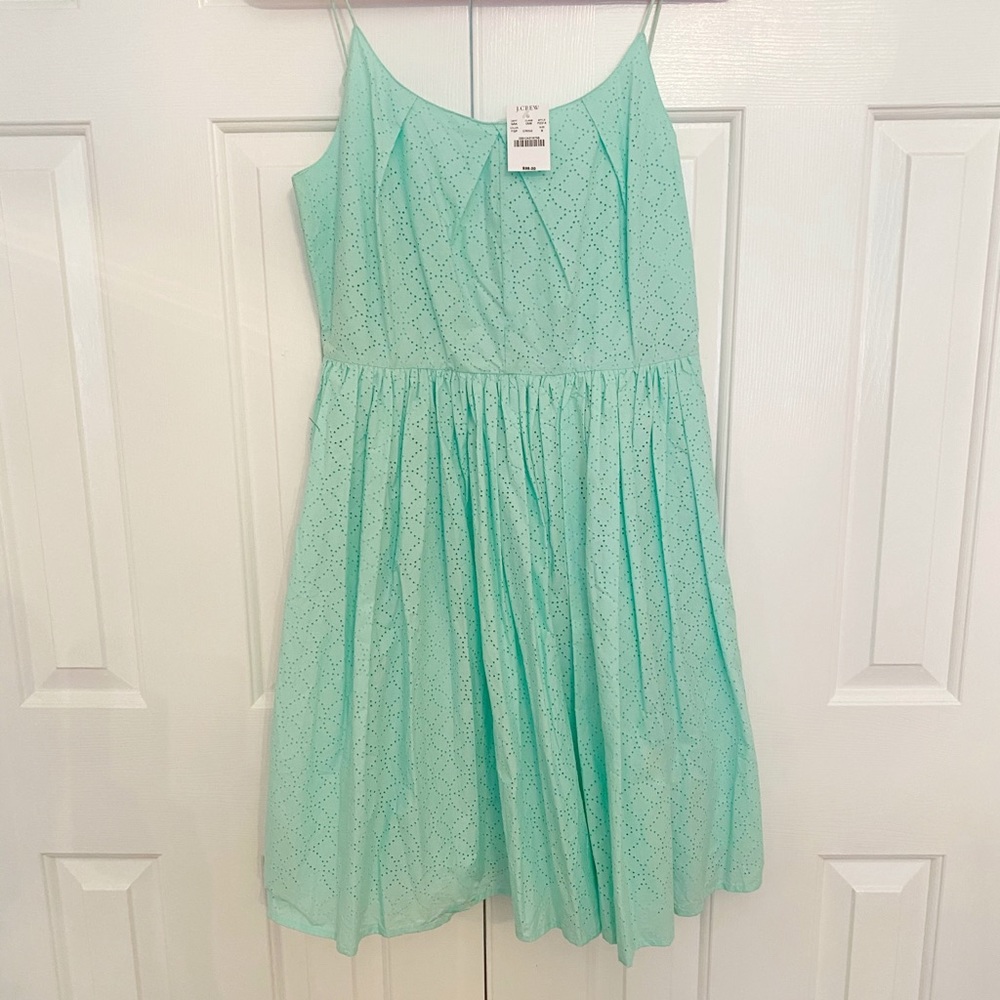J. Crew Factory Mint Green Eyelet Dress Size 8 NWT